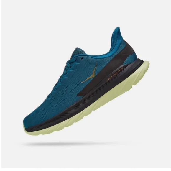 NWT HOKA ONE ONE Mach 4 Men's Running, US 14 Mesh Blue Coral Black - Picture 3 of 7